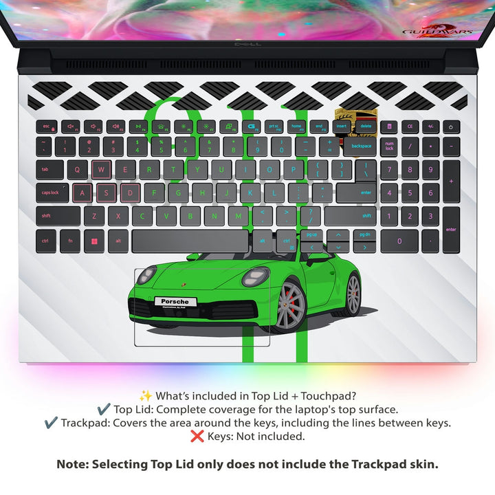 Dell Laptop Skin - Porsche 911 Green SideStripe