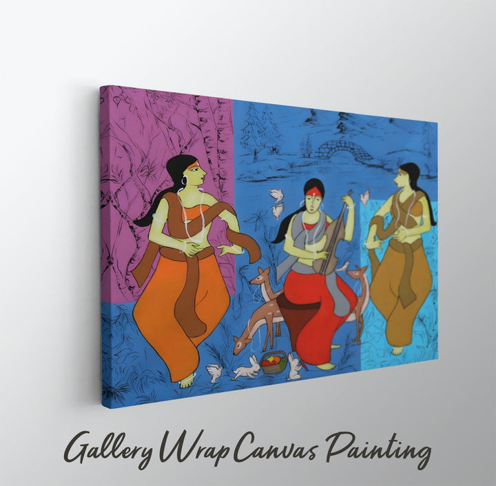 Canvas Painting - Folk Dancers in Traditional Colors