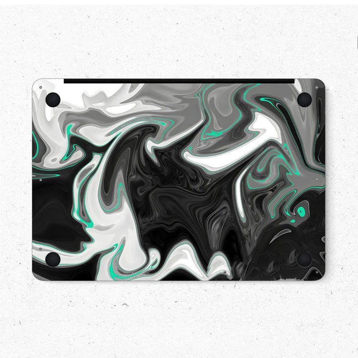 MacBook Laptop Skin - Abstract Grey Teal Marble Fluid Art