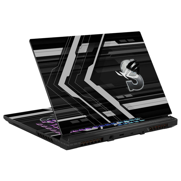 3M Material Textured Embossed Laptop Skin - Abstract Grey Racing Arrow Stripes