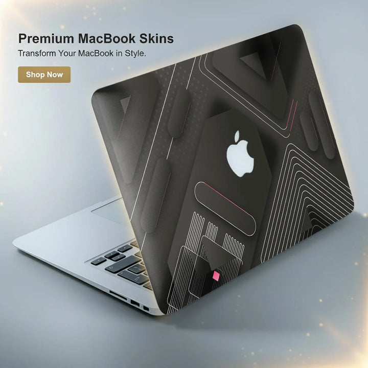 MacBook Laptop Skin - Minimalist Matte Black Tech Abstract