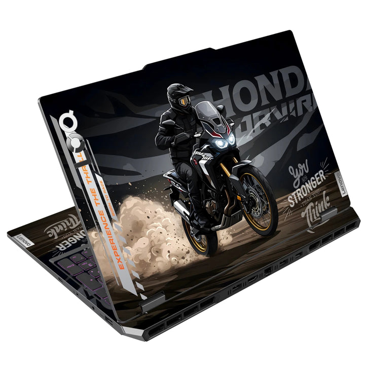 3M Material Textured Embossed Laptop Skin - Shadow Rider Minimalist Motorcycle Art