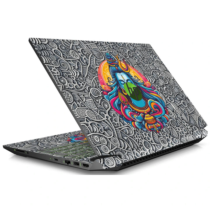 3M Material Textured Embossed Laptop Skin - Lord Shiva Meditating Psychedelic Art