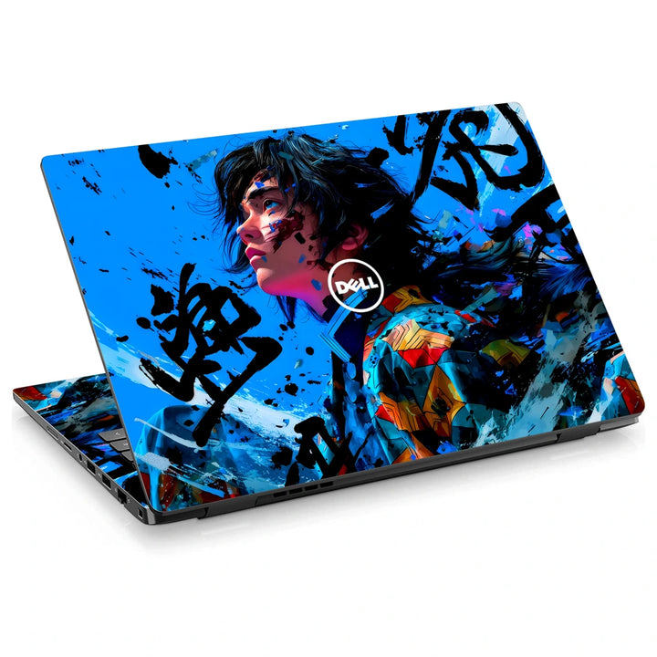 3M Material Textured Embossed Laptop Skin - Demon Slayer Blue Ink Grunge