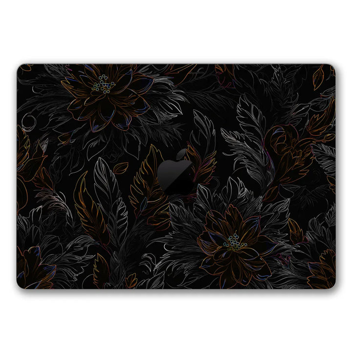 MacBook Laptop Skin - Gothic Dark Floral Botanical Pattern