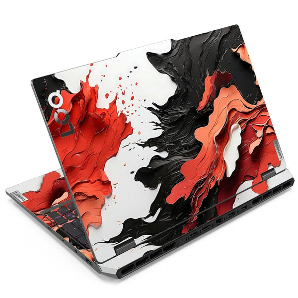 3D Embossed Laptop Skin - Red Black Ink Art