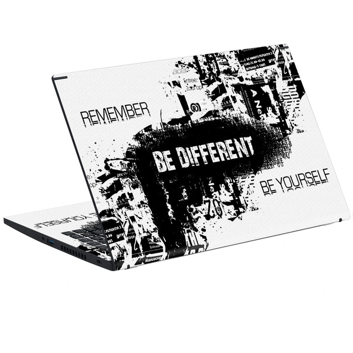 3M Material Textured Embossed Laptop Skin - Abstract Black and White Be Different Grunge
