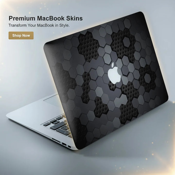 MacBook Laptop Skin - Dark Tech Perforated Hexagon
