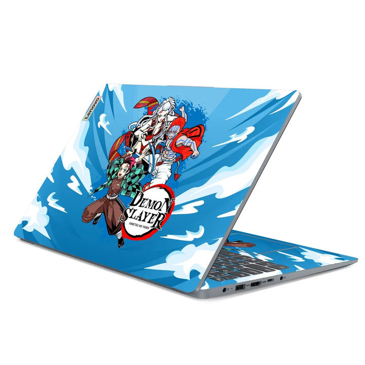 3M Material Textured Embossed Laptop Skin - Demon Slayer Trio in Sky