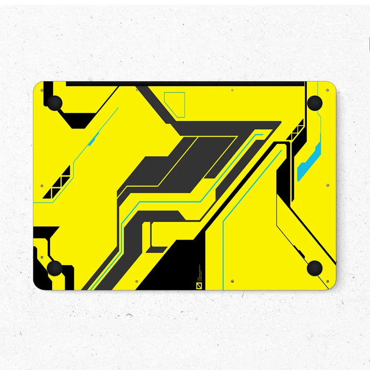 MacBook Laptop Skin - Abstract Yellow Cyberpunk Tech Grid