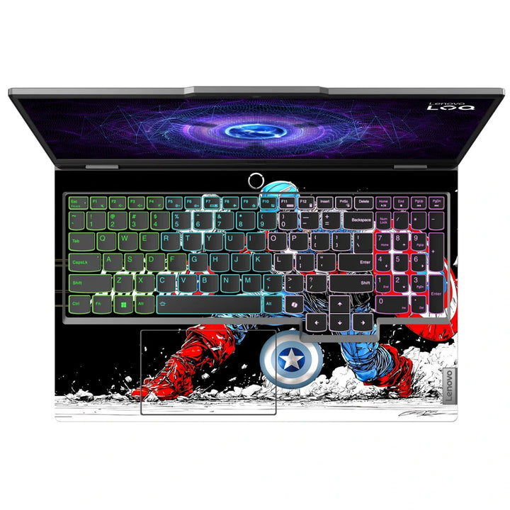 3M Material Textured Embossed Laptop Skin - Captain America Shield Dynamic Pose