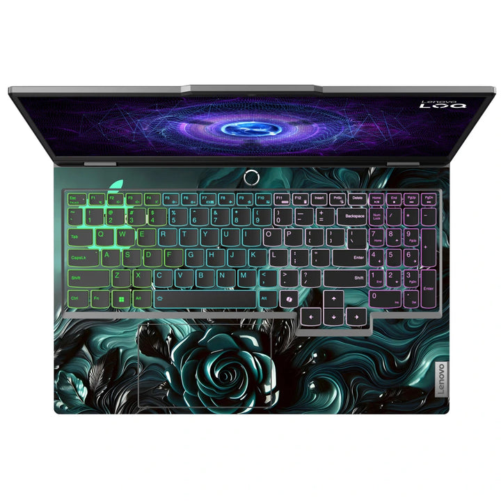 3M Material Textured Embossed Laptop Skin - Apple Aqua Rose Fluid Art