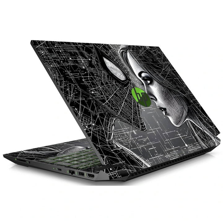3M Material Textured Embossed Laptop Skin - Spider-Man Kiss Black and White Sketch