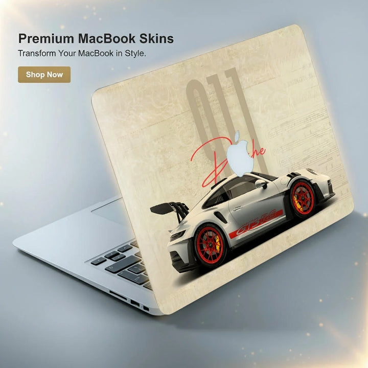 MacBook Laptop Skin - White Porsche Car