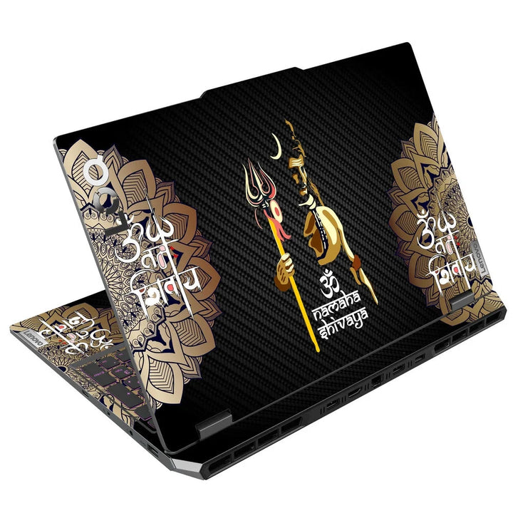 3D Embossed Laptop Skin - Trishul and Om Spiritual Art