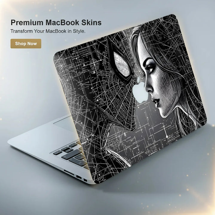 MacBook Laptop Skin - Spider-Man Kiss Black and White Sketch