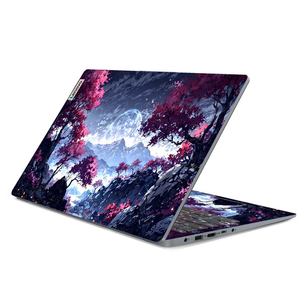 3M Material Textured Embossed Laptop Skin - Minimalist Misty Blue Mountain Forest