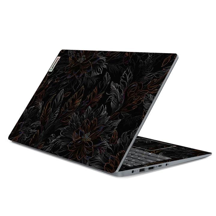 3M Material Textured Embossed Laptop Skin - Gothic Dark Floral Botanical Pattern