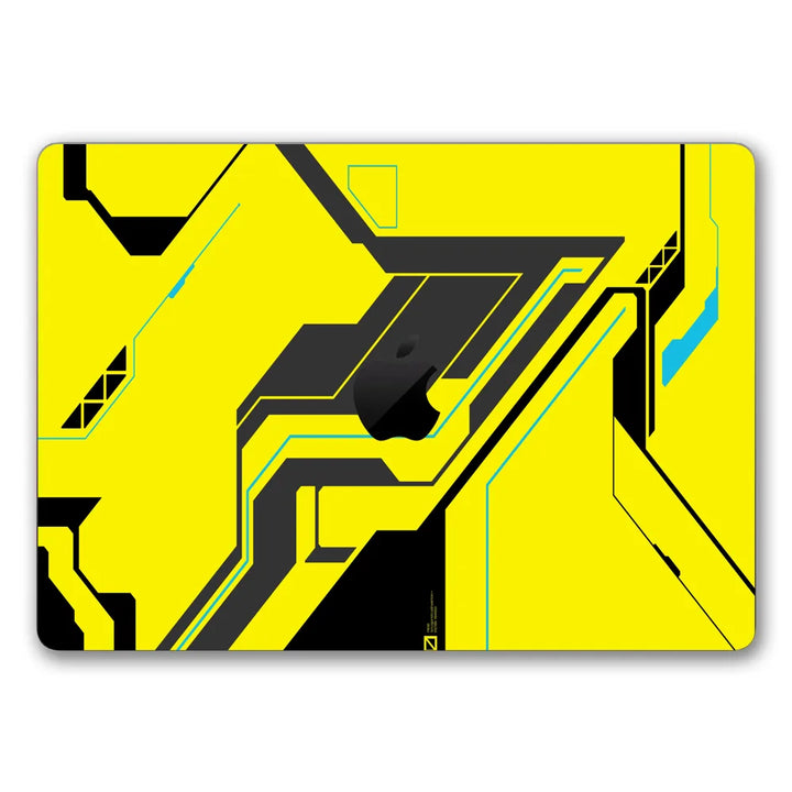 MacBook Laptop Skin - Abstract Yellow Cyberpunk Tech Grid