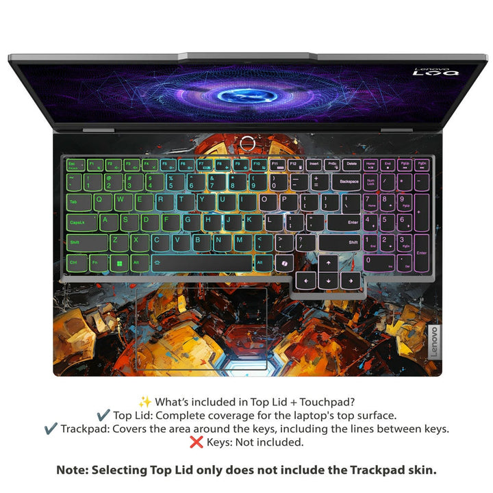 3D Embossed Laptop Skin - Iron Man Brush Stroke Art