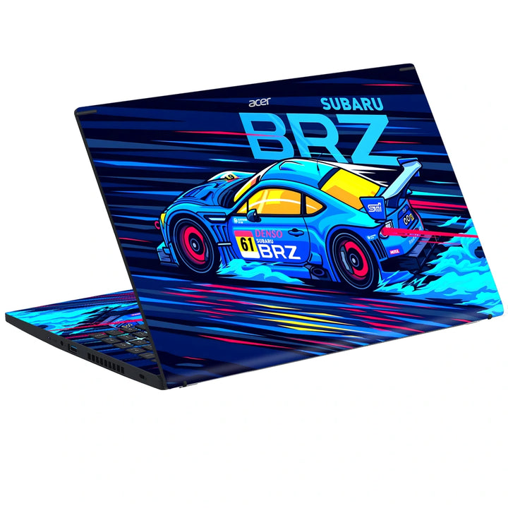 3M Material Textured Embossed Laptop Skin - Subaru BRZ Red Neon Cyberpunk Car