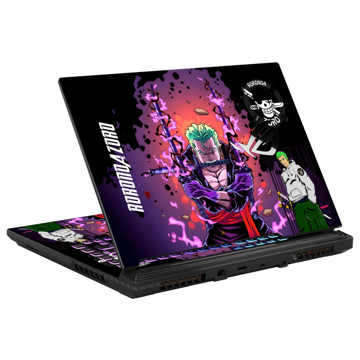 3M Material Textured Embossed Laptop Skin - Zoro Triple Sword Purple Neon