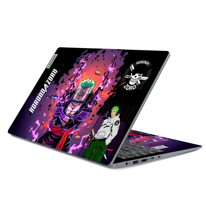 3M Material Textured Embossed Laptop Skin - Zoro Triple Sword Purple Neon