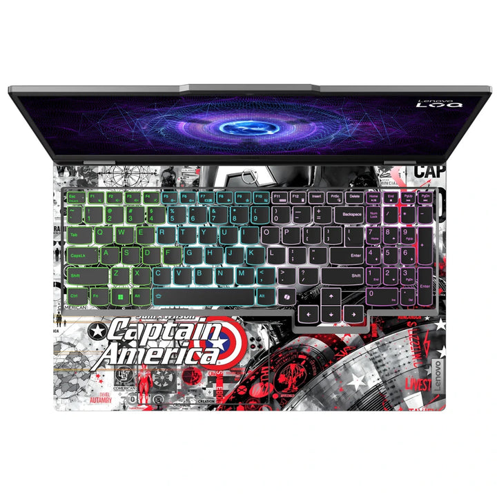 3M Material Textured Embossed Laptop Skin - Captain America Red Grunge Art