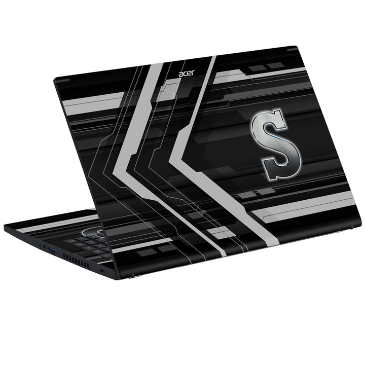 3M Material Textured Embossed Laptop Skin - Abstract Grey Racing Arrow Stripes