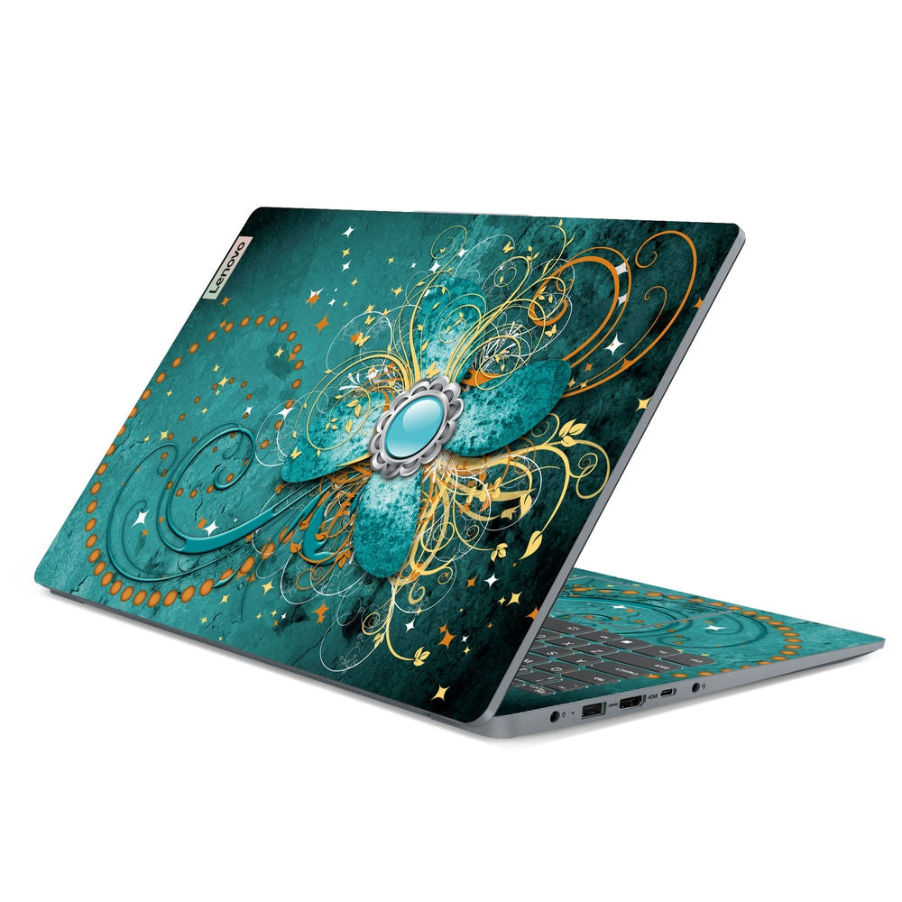 Shop Abstract Turquoise Swirls Laptop Skin for Lenovo | Buy Online Now ...