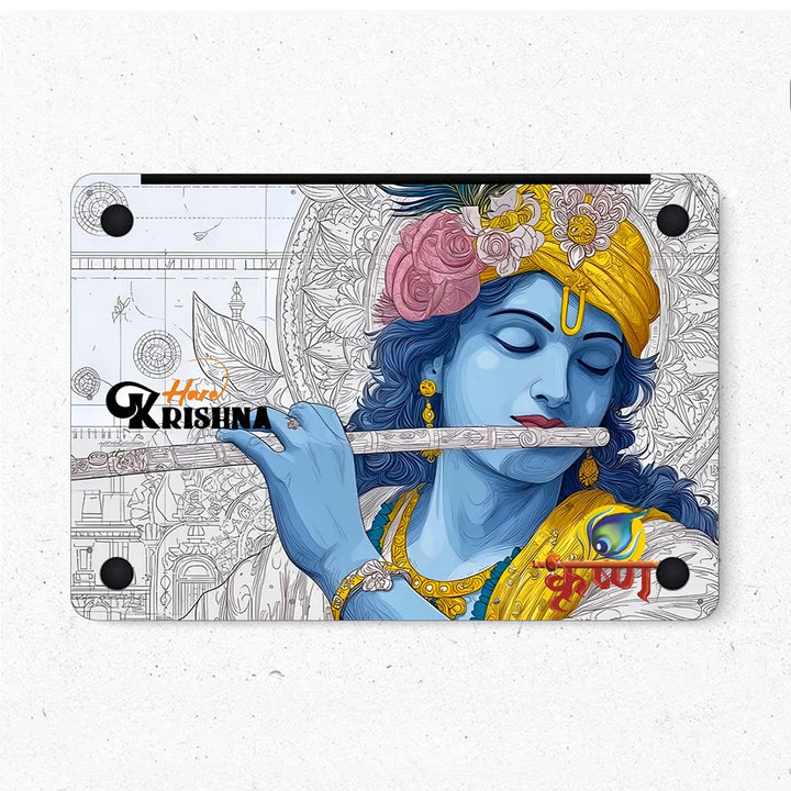 MacBook Laptop Skin - Lord Krishna Flute Digital Sketch