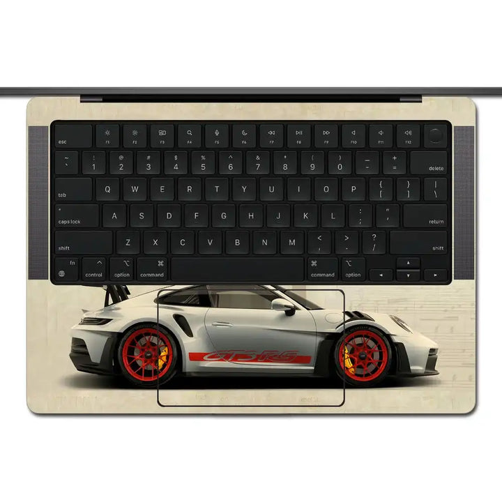 MacBook Laptop Skin - White Porsche Car