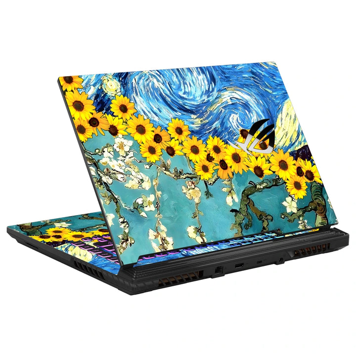 3M Material Textured Embossed Laptop Skin - Van Gogh Sunflowers Oil Painting
