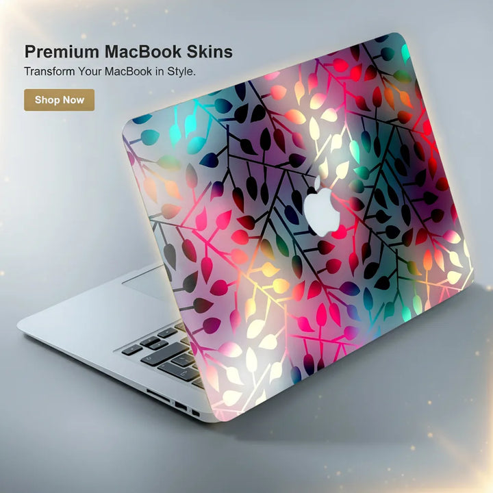 MacBook Laptop Skin - Abstract Holographic Geometric Leaves