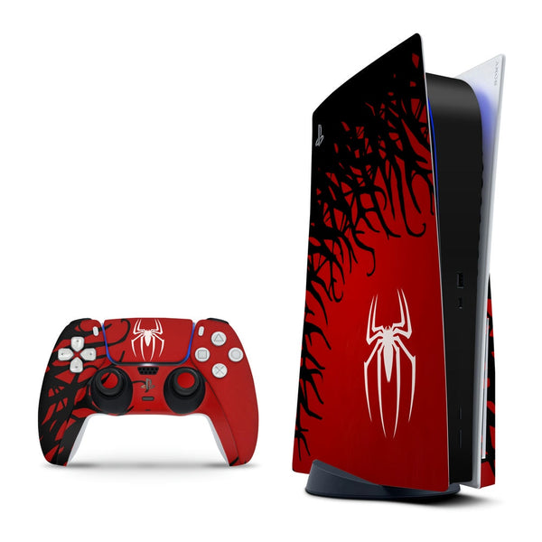 3D Embossed PS5 Console & Controller Skin Set - Spider-Man Red & Black