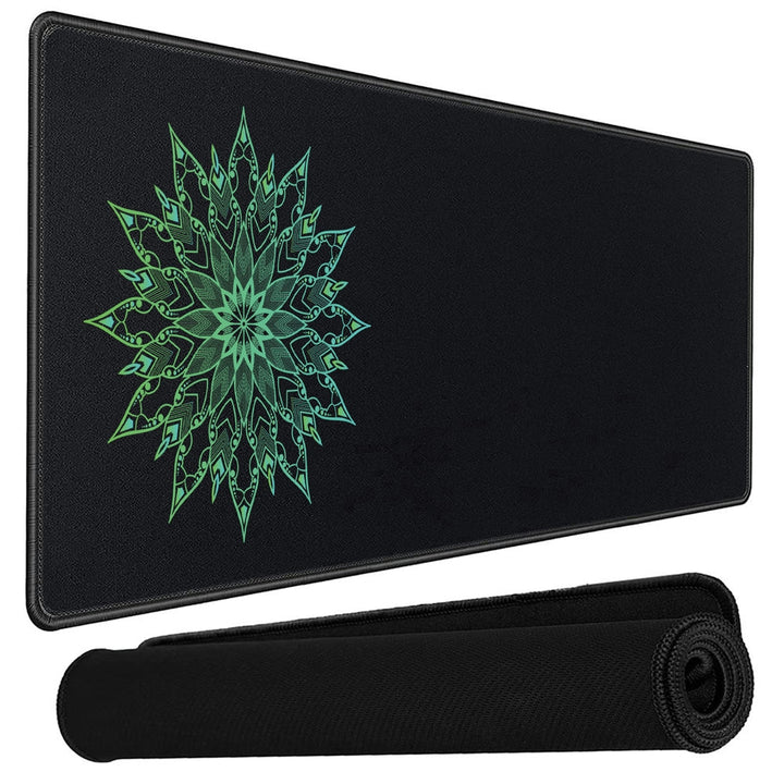 Anti-Slip Extended Desk Mat Gaming Mouse Pad - Manadala Star Green