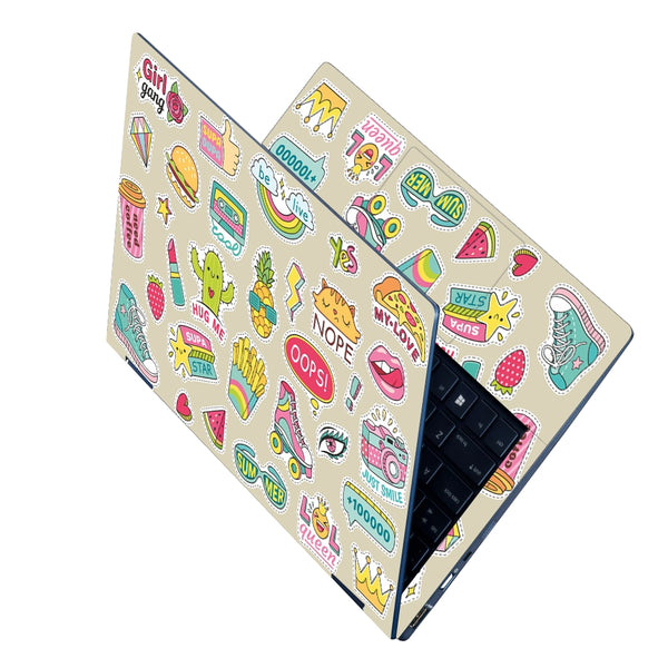 Laptop Skin - Girl Gang Sticker Bomb Cream