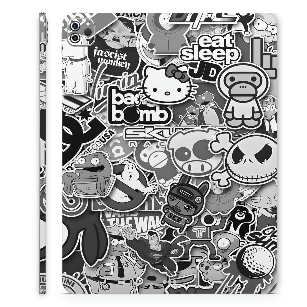 Tablet Back Sticker Sticker Bomb Monocrome Tablet Skin Wrap - Elevate Your Tablet's Look ...