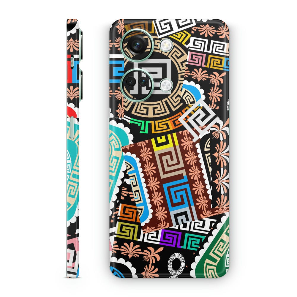 Mobile Skin Wrap Colorful Patchwork Geometric Pattern : Protect Your ...