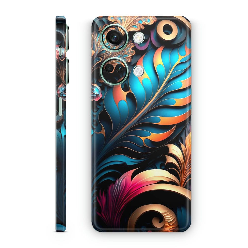 Mobile Skin Wrap Blue Feather Golden Spiral : Protect Your Phone and ...