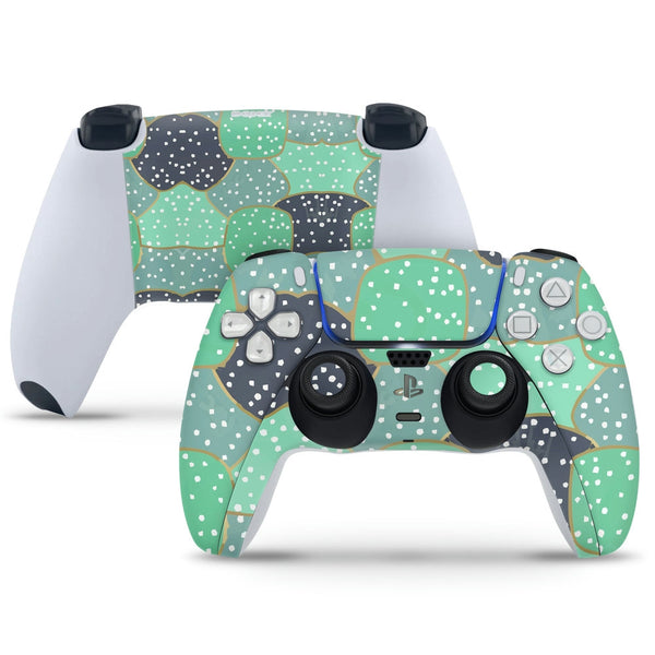 PS5 Controller Skin - White Dots on Green Bubbles