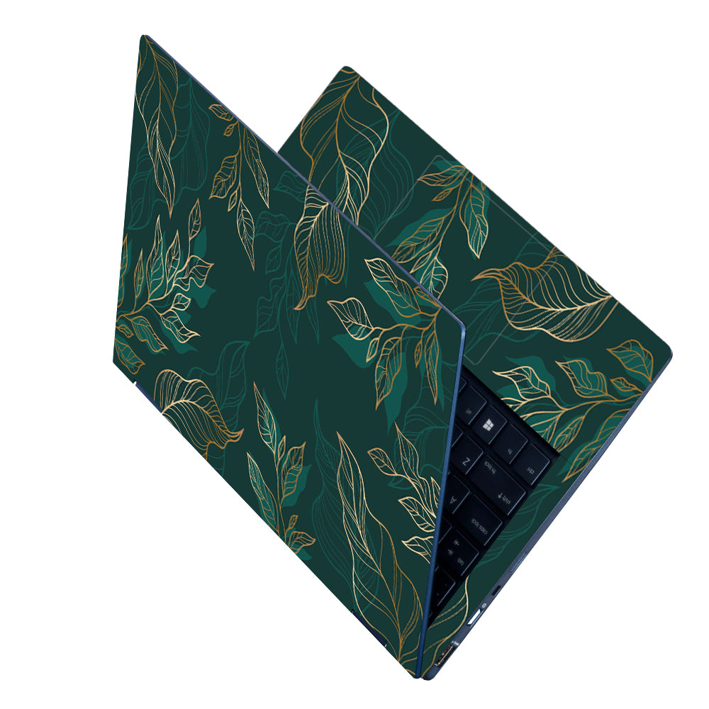 Shop Golden Leaf on Green Laptop Skin | Buy Online Now – SkinsLegend