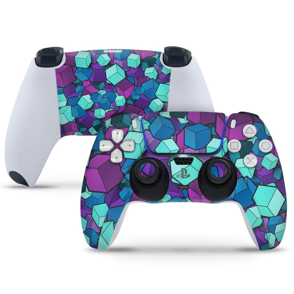 PlayStation 5 Controller Skin - 3D Cubes Blue – SkinsLegend