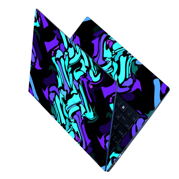 Laptop Skin - Neon Cyan Black