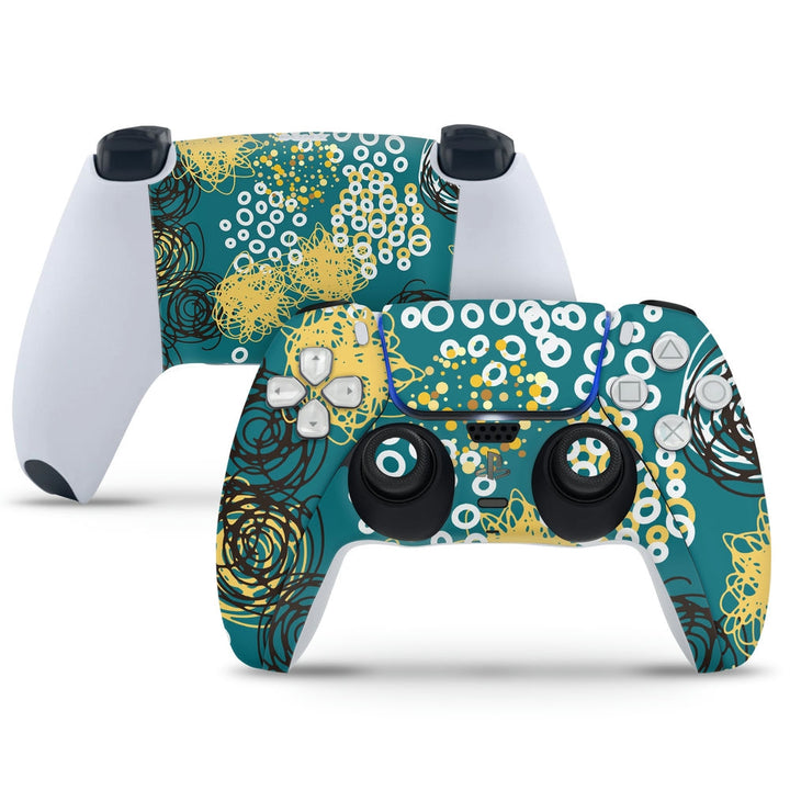 PS5 Controller Skin - Black Yellow Spirals