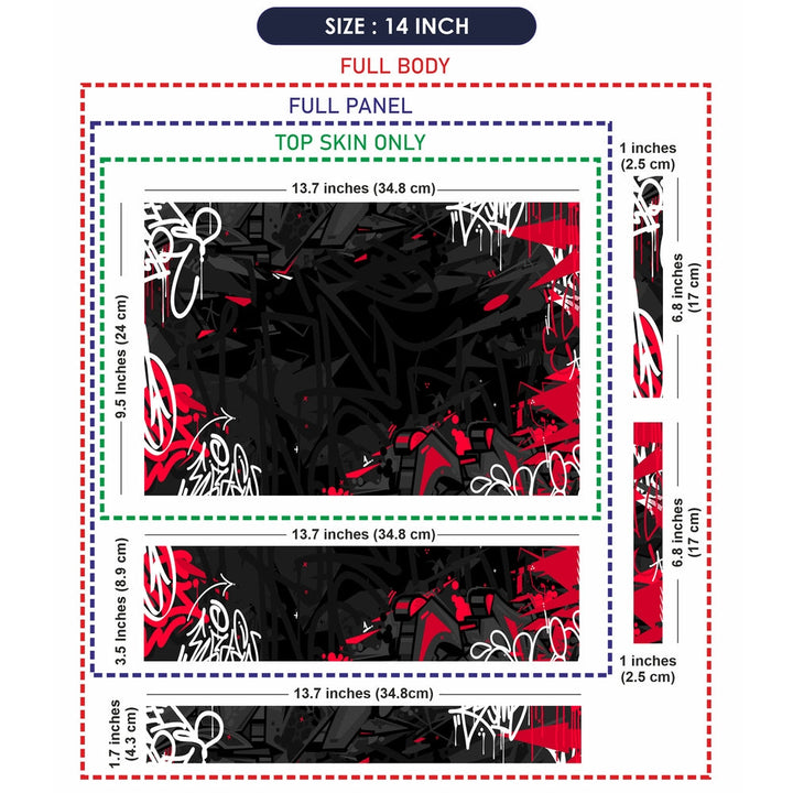 Laptop Skin - Dark Black Flat Urban Street Graffiti