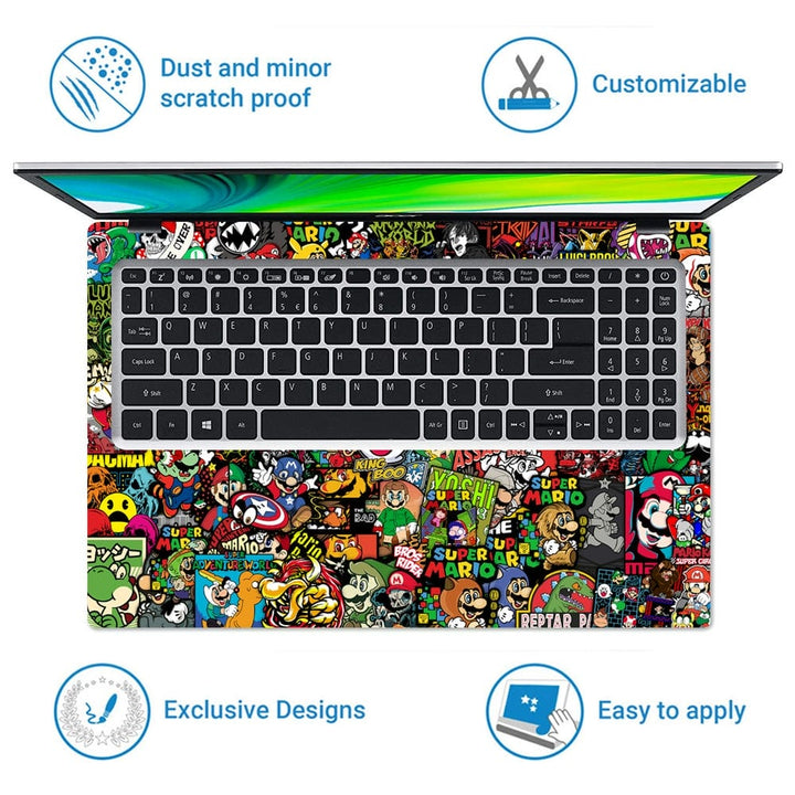 Laptop Skin - Super Mario Sticker Bomb DS1