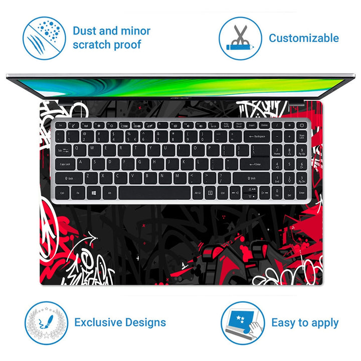 Laptop Skin - Dark Black Flat Urban Street Graffiti