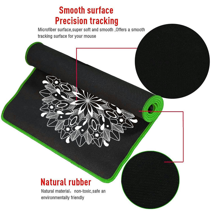Anti-Slip Extended Desk Mat Gaming Mouse Pad - Mandala Art White