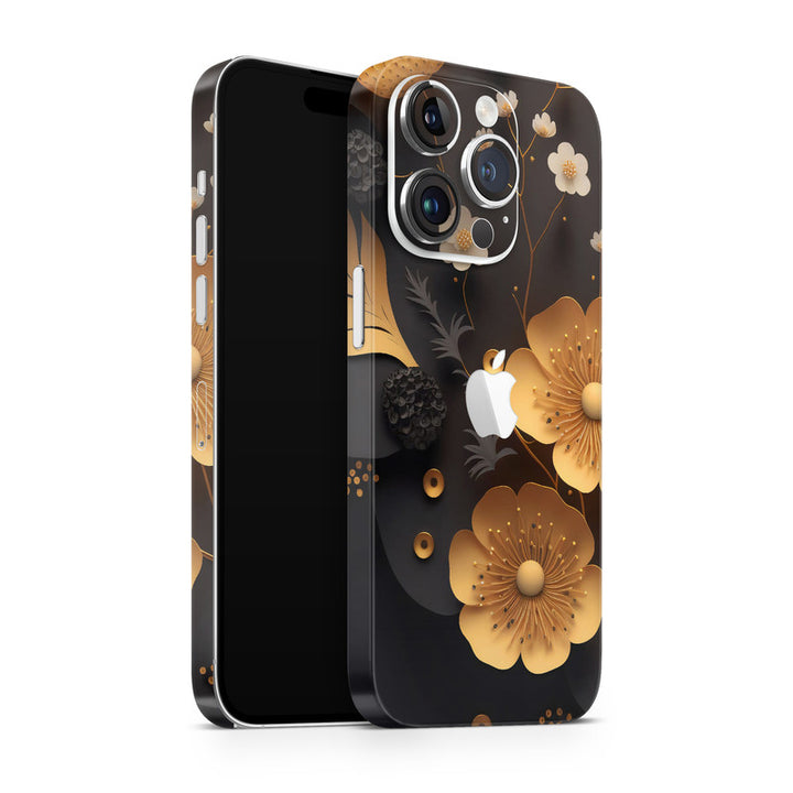 Apple iPhone Skin Wrap - Golden Flowers - SkinsLegend